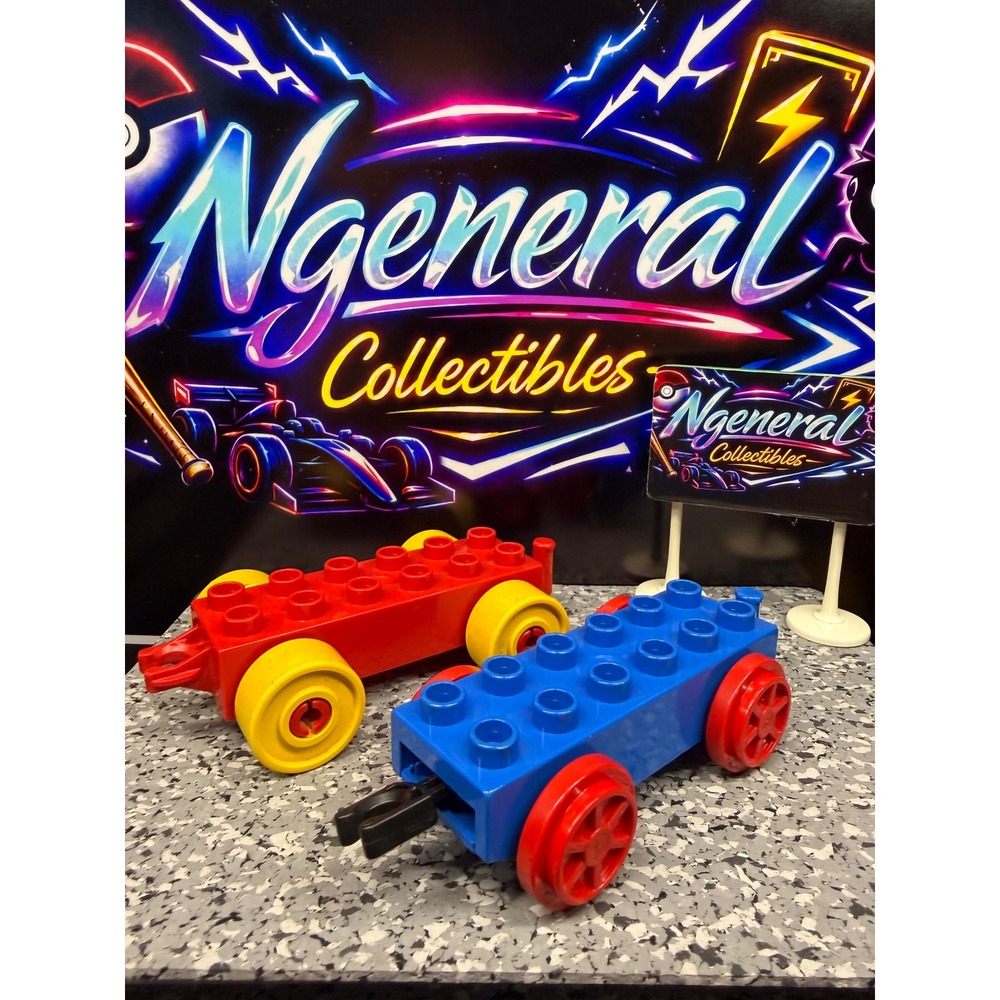 Lego Duplo Vehicle Base Lot 2x6 Stud Rolling Chassis Red Blue Train Car Bases